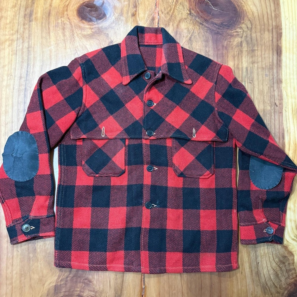 Vintage 50s Mongomery Ward Western Jacket 42 Wool Plaid Hunting Button Coat MM23
